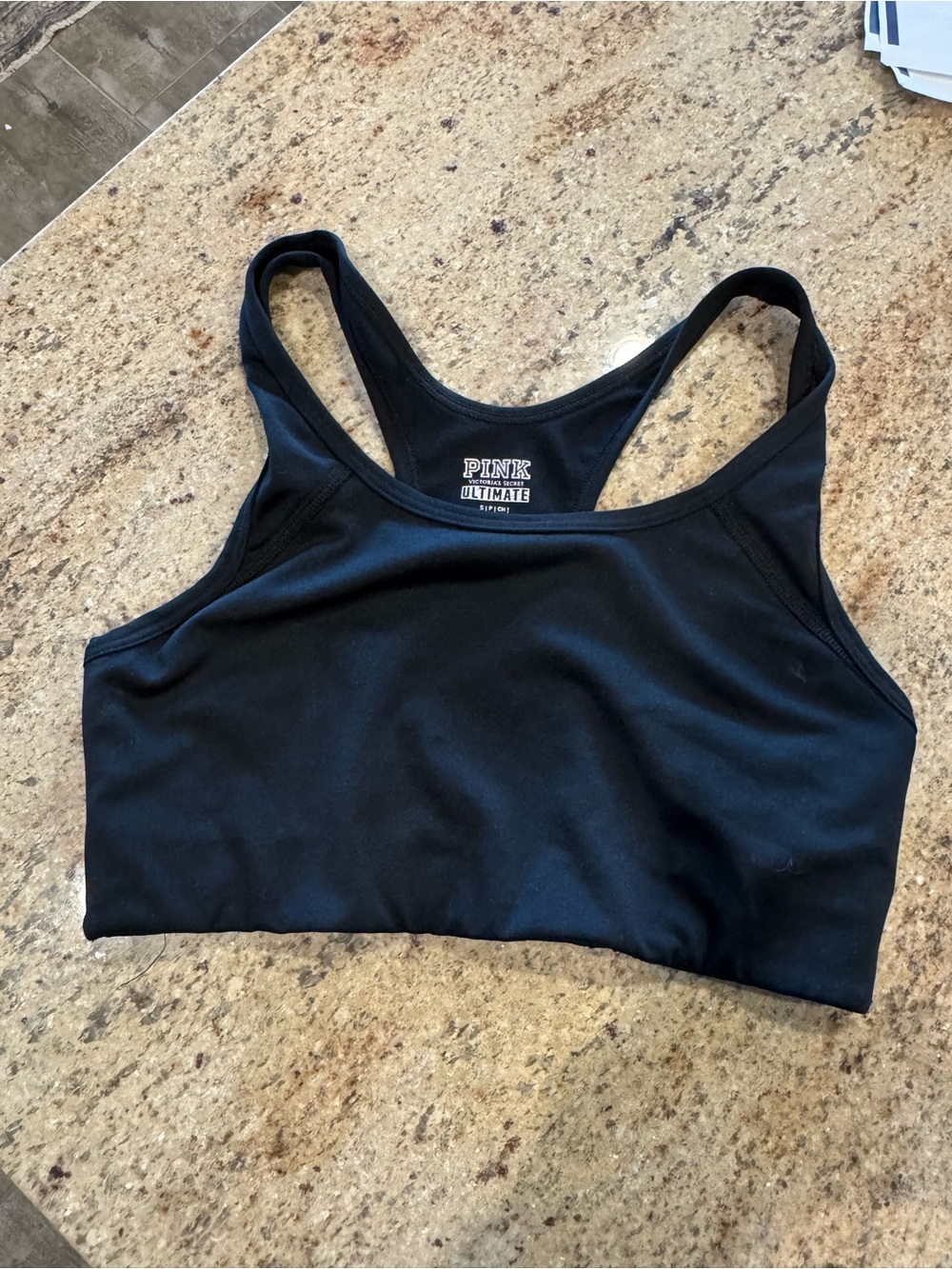 PINK Victoria's Secret Black Racerback Sports Bra
